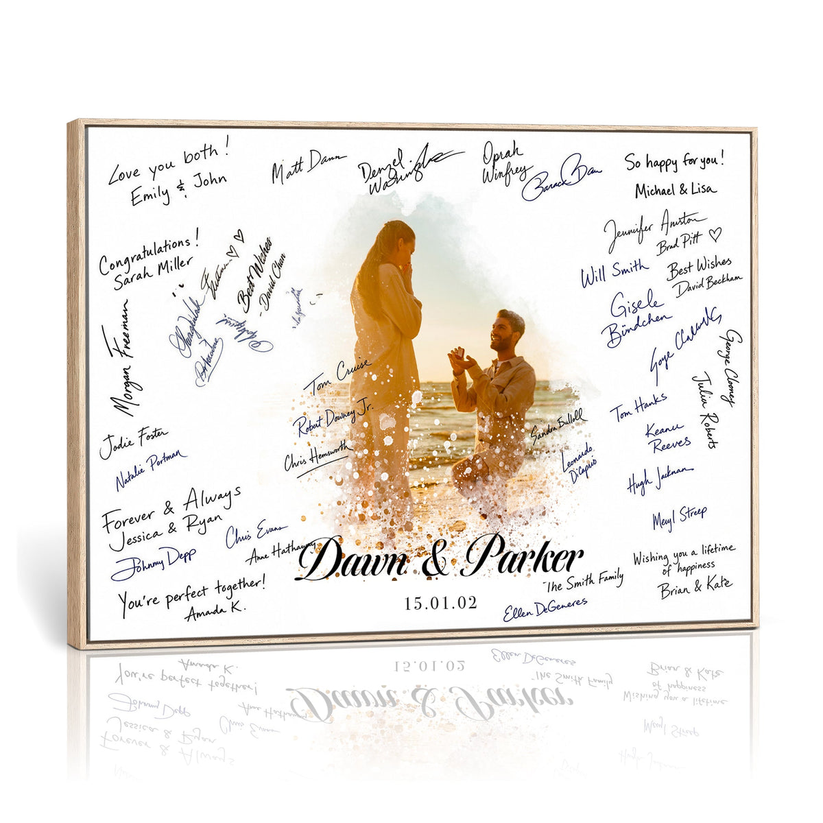 Wedding Guest Book Alternative Wall Art Canvas Print, Personalized Couple Photo Guestbook