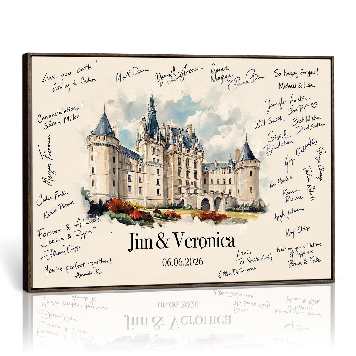Wedding Guest Book Alternative Wall Art Canvas Print, Personalized Couple Photo Guestbook