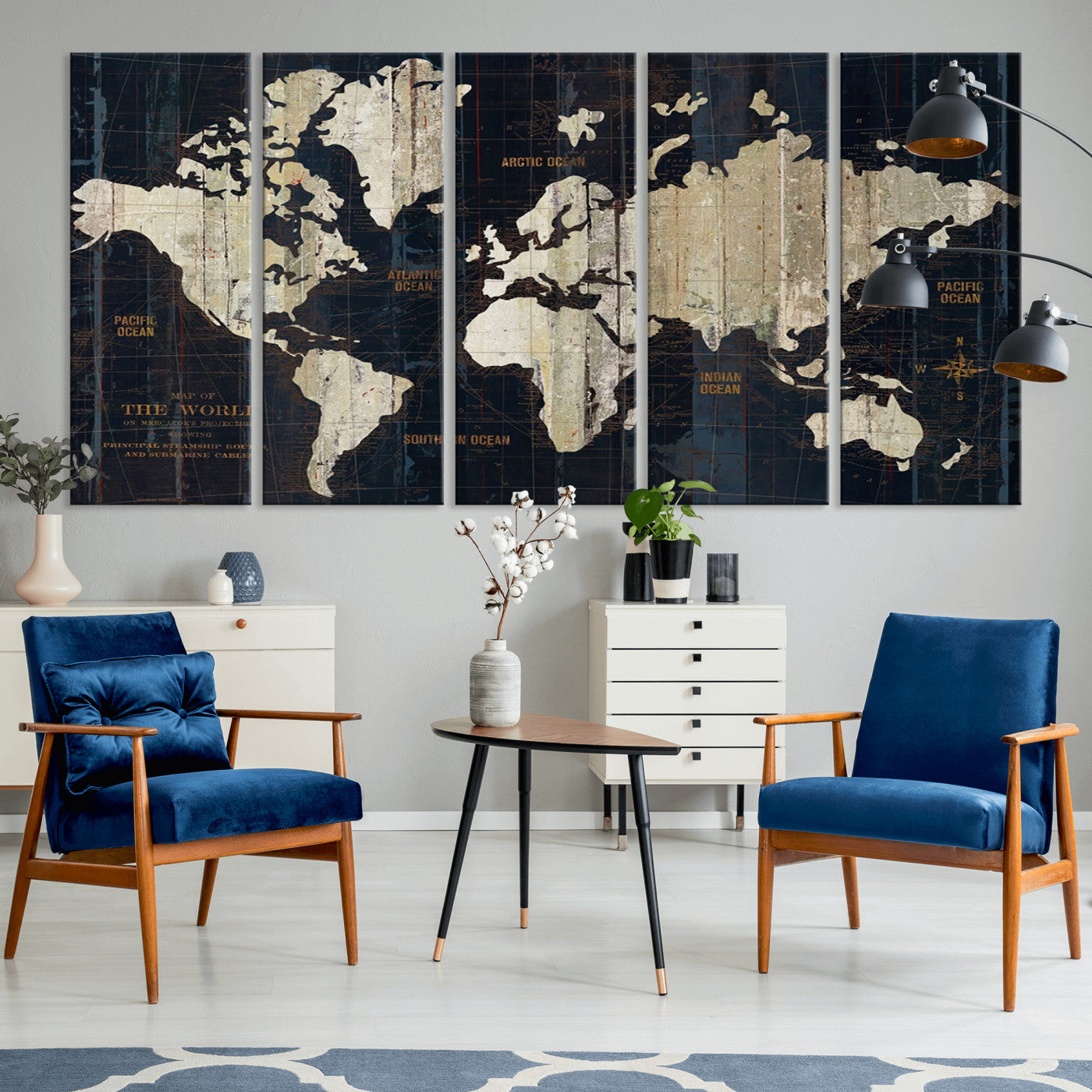 Push Pin World Map Canvas Print – Framed Wall Art for Couples to Track Their Travels – Anniversary Gift or Home Adventure Decor