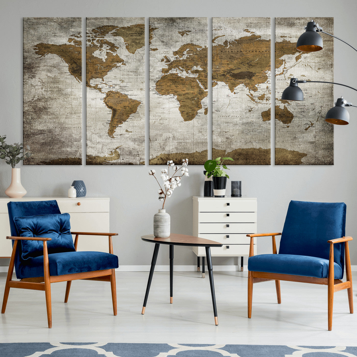 Push Pin World Map Canvas Print – Framed Wall Art for Couples to Track Their Travels – Anniversary Gift or Home Adventure Decor