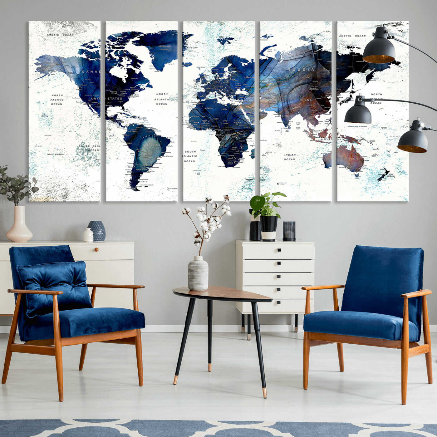Push Pin World Map Canvas Print – Framed Wall Art for Couples to Track Their Travels – Anniversary Gift or Home Adventure Decor
