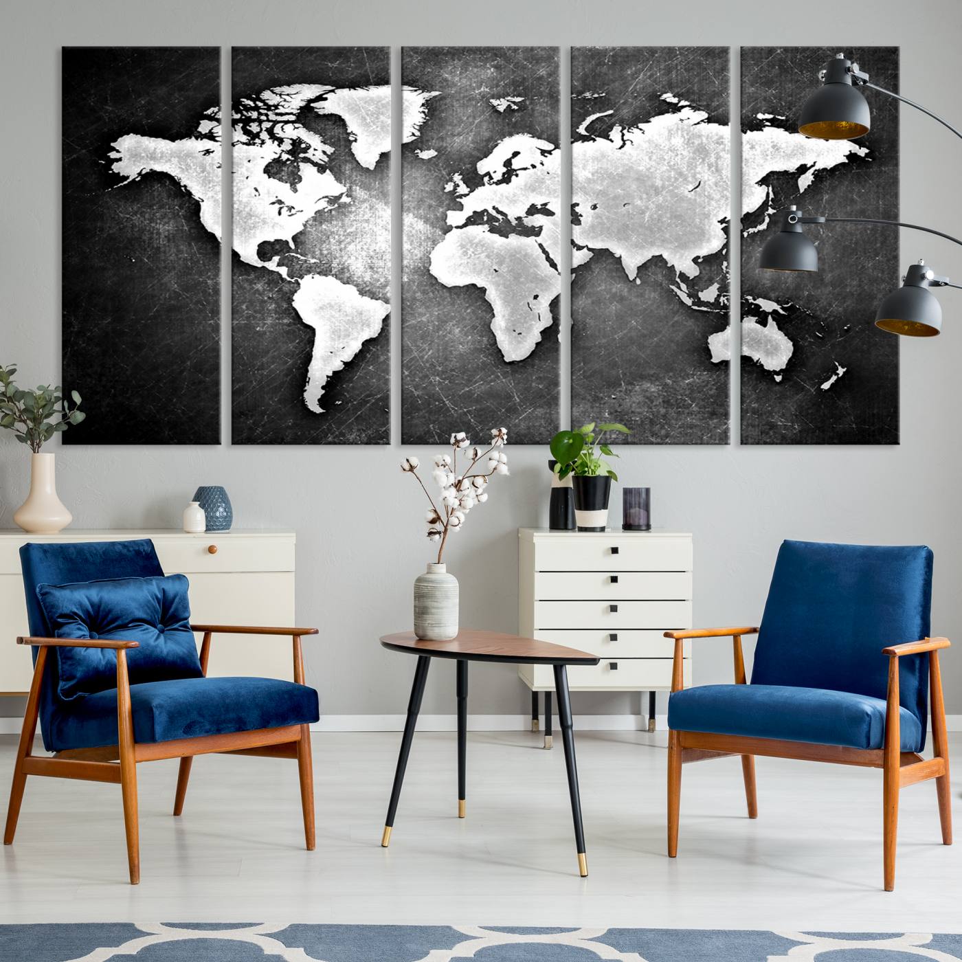 34390-MGV-CV-36X24-World Map Wall Art Canvas Print – Framed Wall Art for Anniversary Gift or Home Adventure Decor
