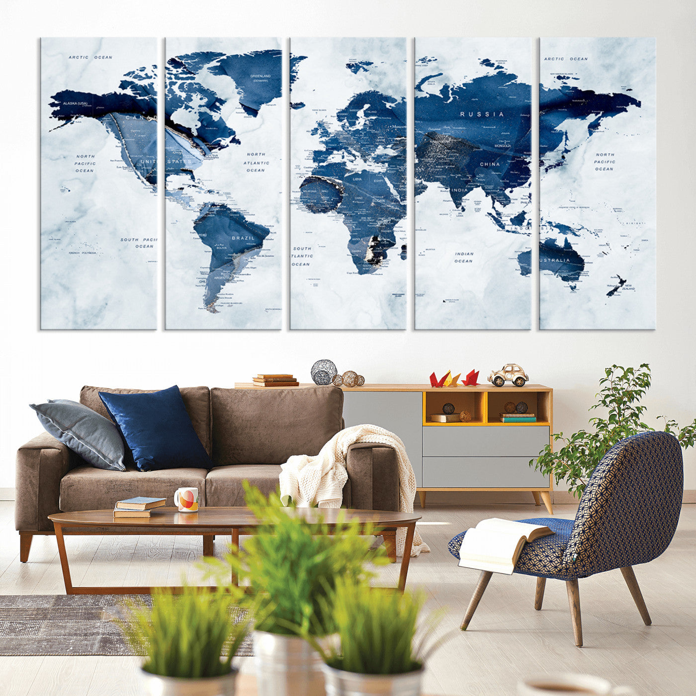 Push Pin World Map Canvas Print – Framed Wall Art for Couples to Track Their Travels – Anniversary Gift or Home Adventure Decor