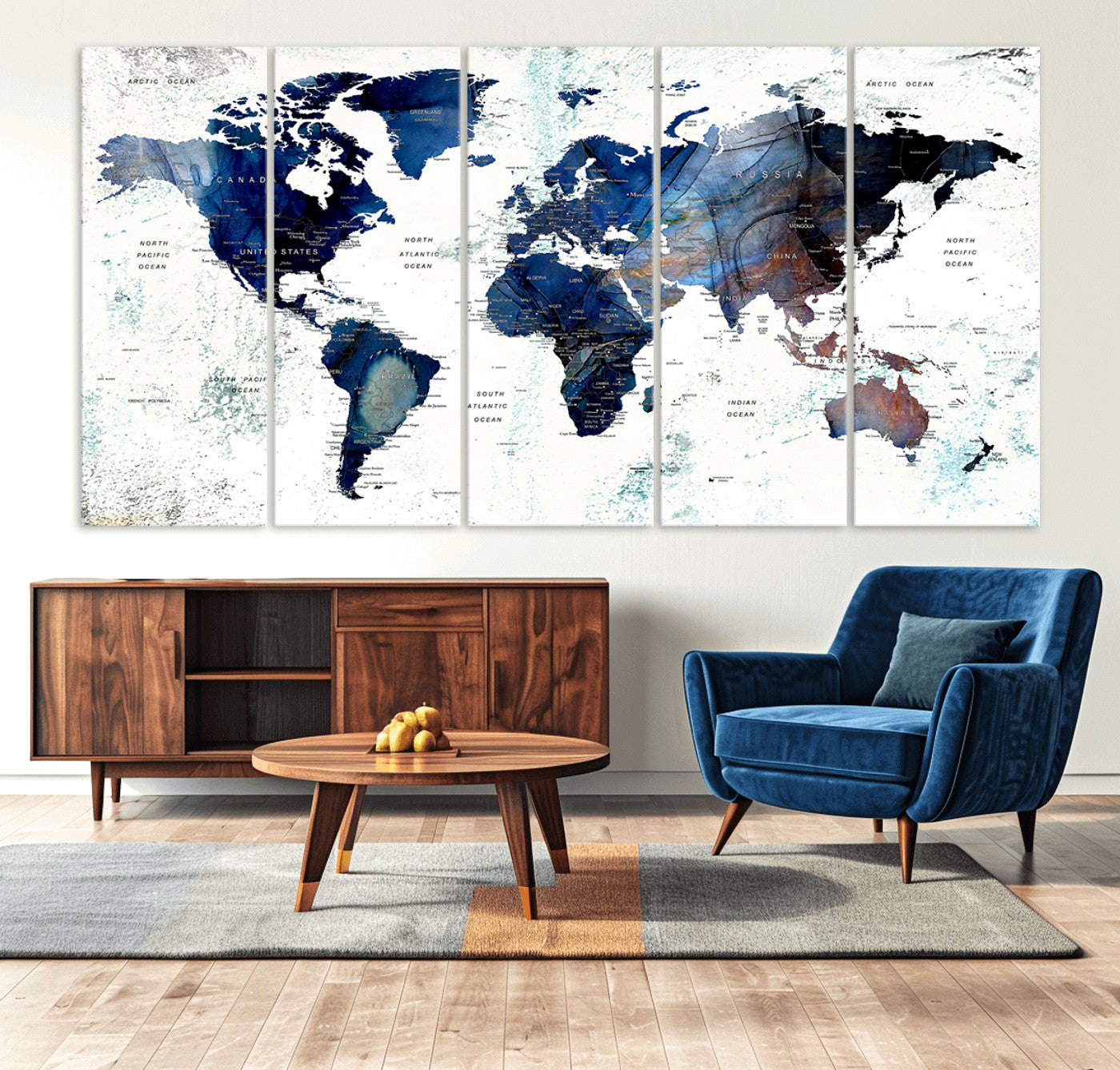 Push Pin World Map Canvas Print – Framed Wall Art for Couples to Track Their Travels – Anniversary Gift or Home Adventure Decor