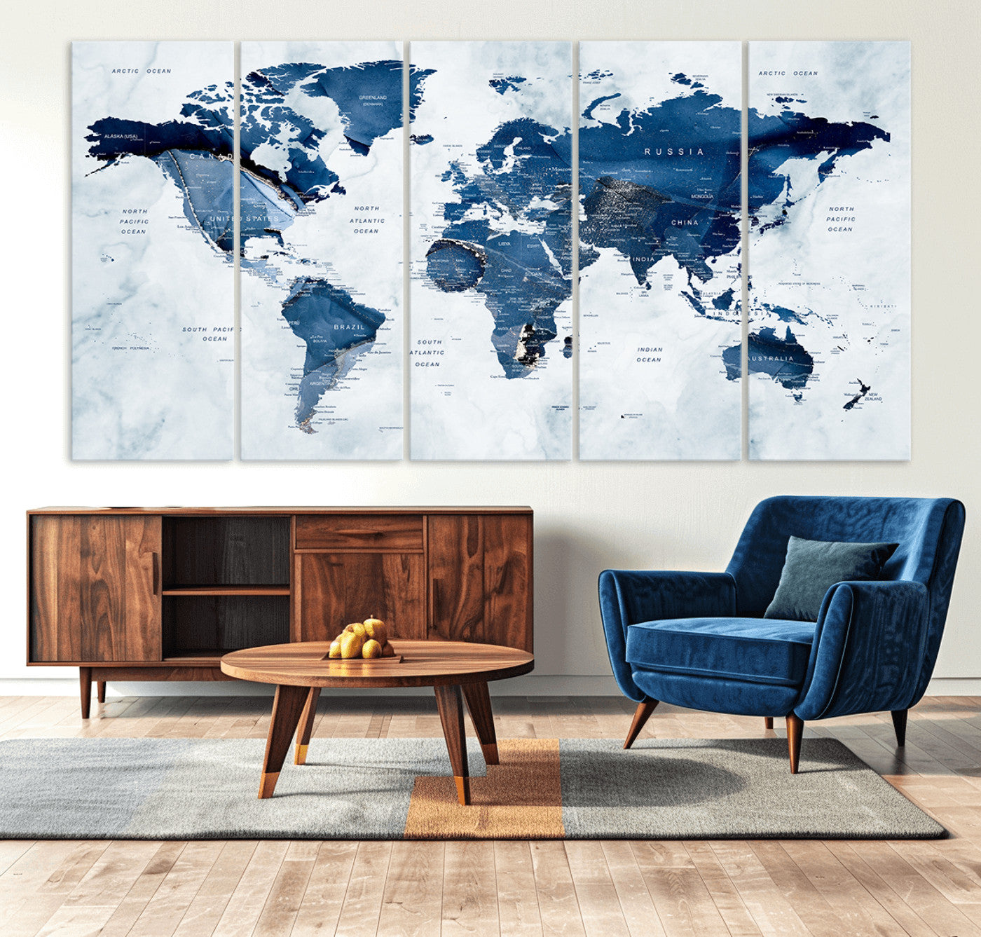 Push Pin World Map Canvas Print – Framed Wall Art for Couples to Track Their Travels – Anniversary Gift or Home Adventure Decor