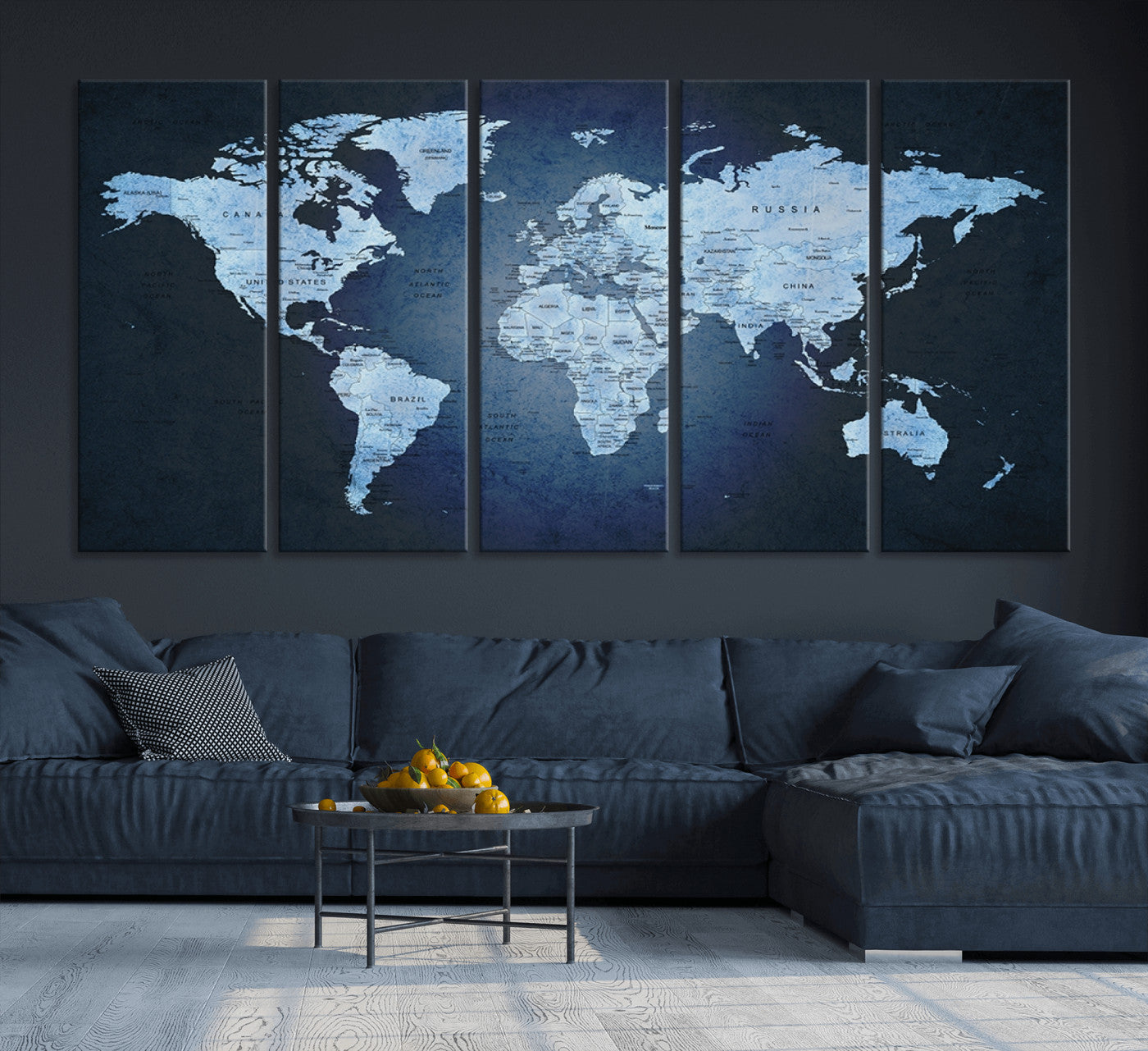 Push Pin World Map Canvas Print – Framed Wall Art for Couples to Track Their Travels – Anniversary Gift or Home Adventure Decor