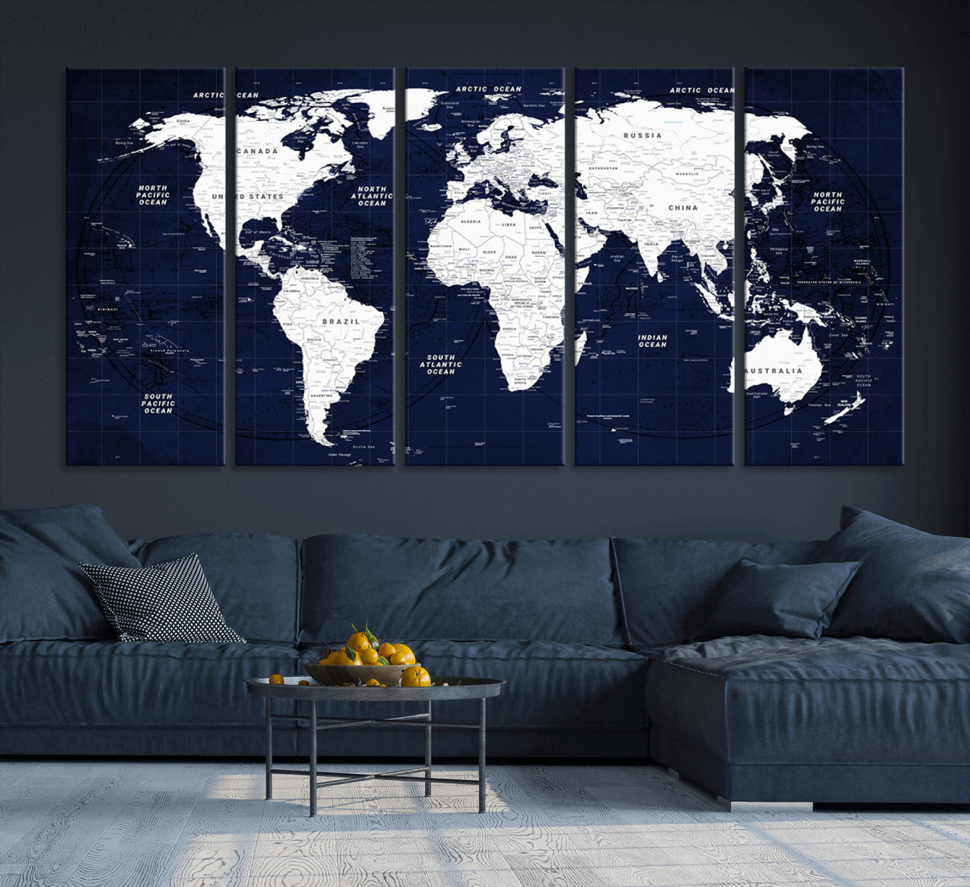 Push Pin World Map Canvas Print – Framed Wall Art for Couples to Track Their Travels – Anniversary Gift or Home Adventure Decor