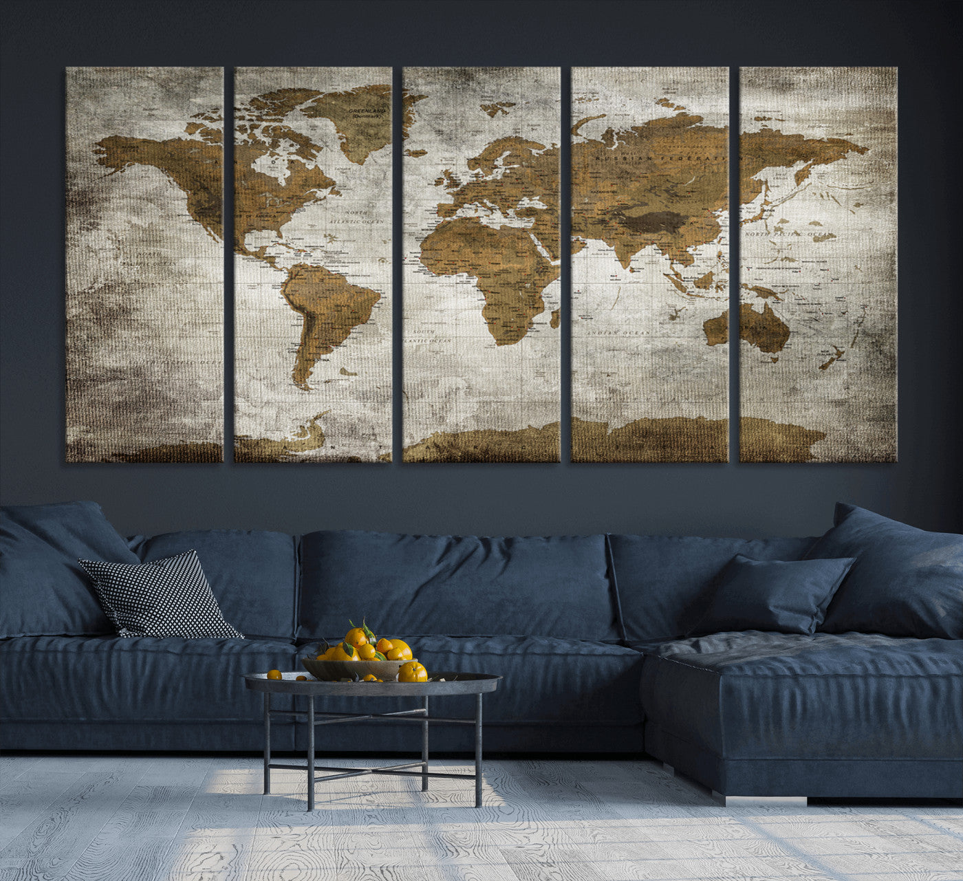 Push Pin World Map Canvas Print – Framed Wall Art for Couples to Track Their Travels – Anniversary Gift or Home Adventure Decor