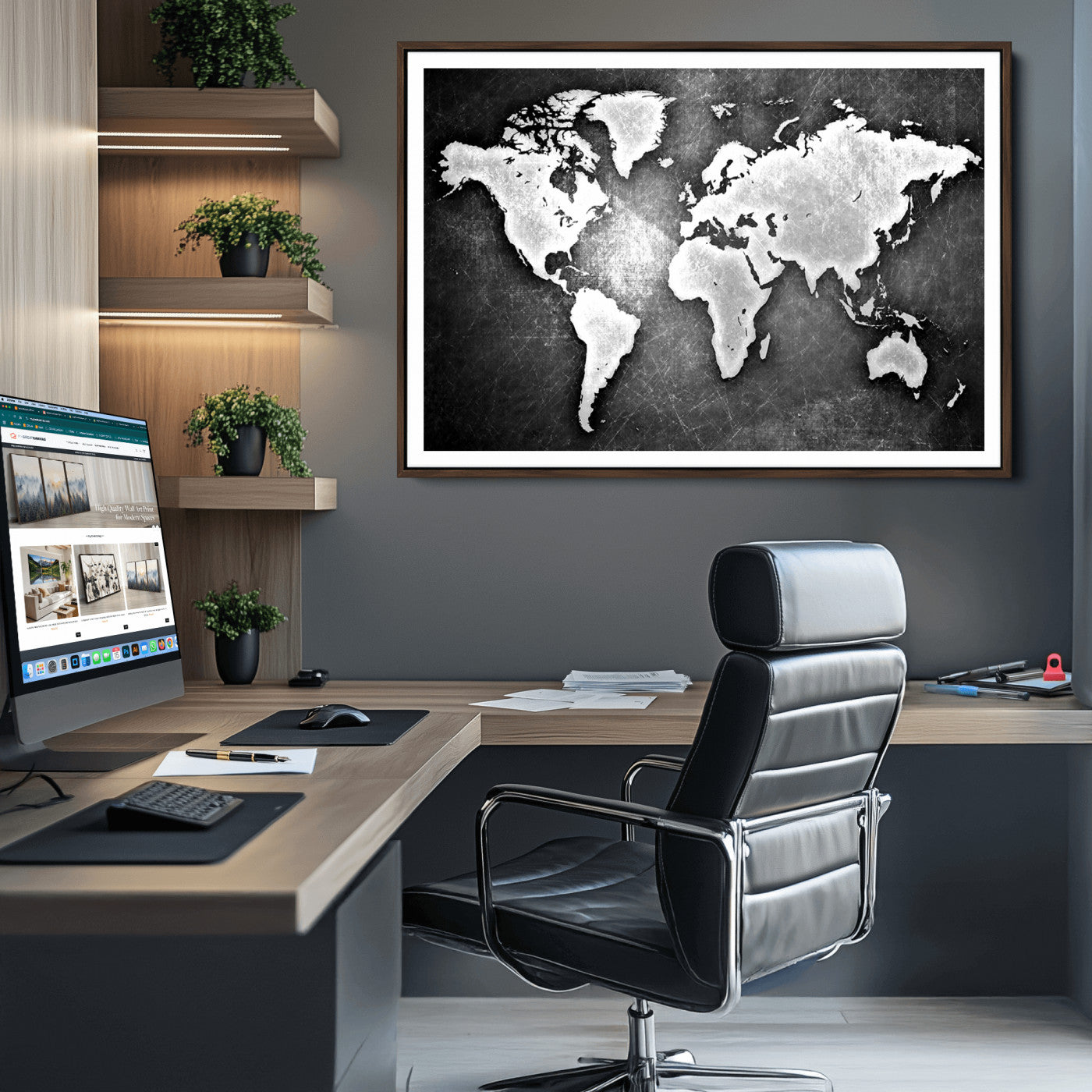 34390-MGV-CV-36X24-World Map Wall Art Canvas Print – Framed Wall Art for Anniversary Gift or Home Adventure Decor