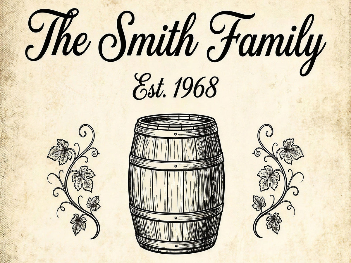 Vintage cream and black family name sign, print option