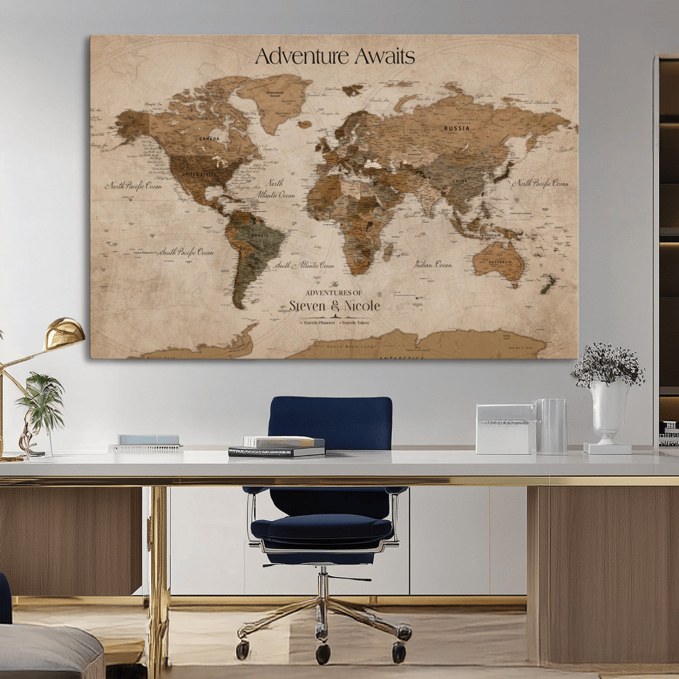 26070282-MGV-CV-36X24-Personalized World Map Wall Art Canvas Print - Customizable Wall Art Map Print