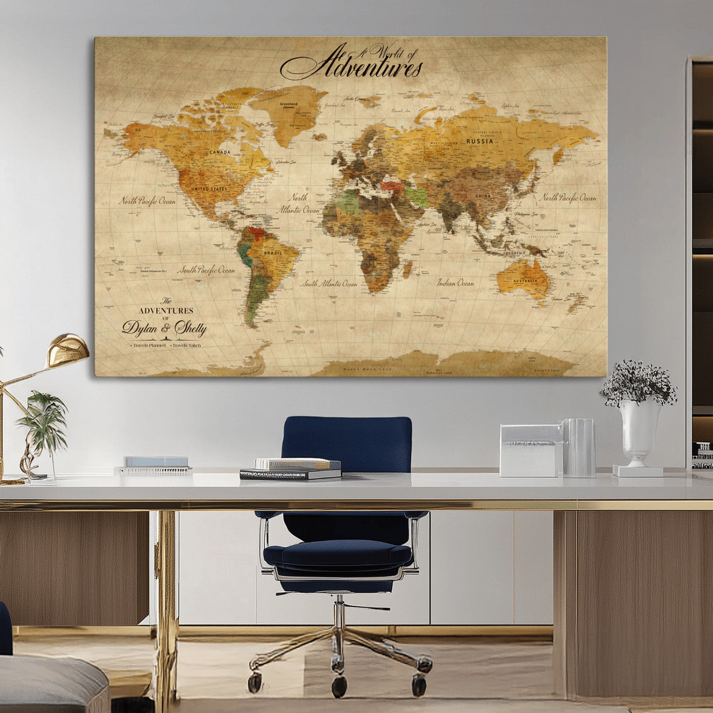 36249537-MGV-CV-36X24-Calm Earthy Aesthetic Wall Art Canvas Print, Arid Terrain Decor Print, Framed Joshua Tree Art Print, Large Monochrome Desert Scene Printing,