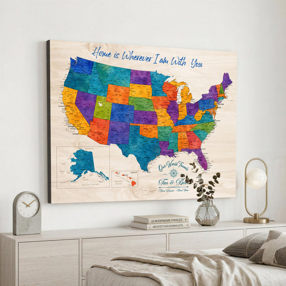 588510355-MGV-CV-36X24 - Personalized USA Push Pin Travel Map | Custom United States Map Wall Art