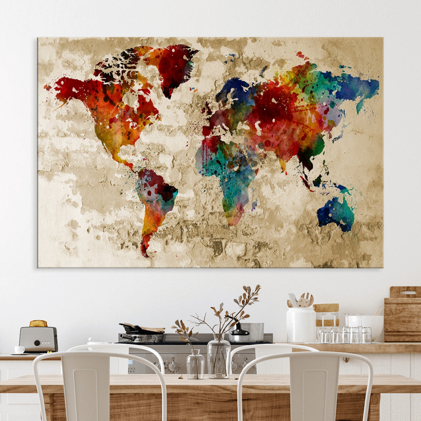 Push Pin World Map Canvas Print – Framed Wall Art for Couples to Track Their Travels – Anniversary Gift or Home Adventure Decor