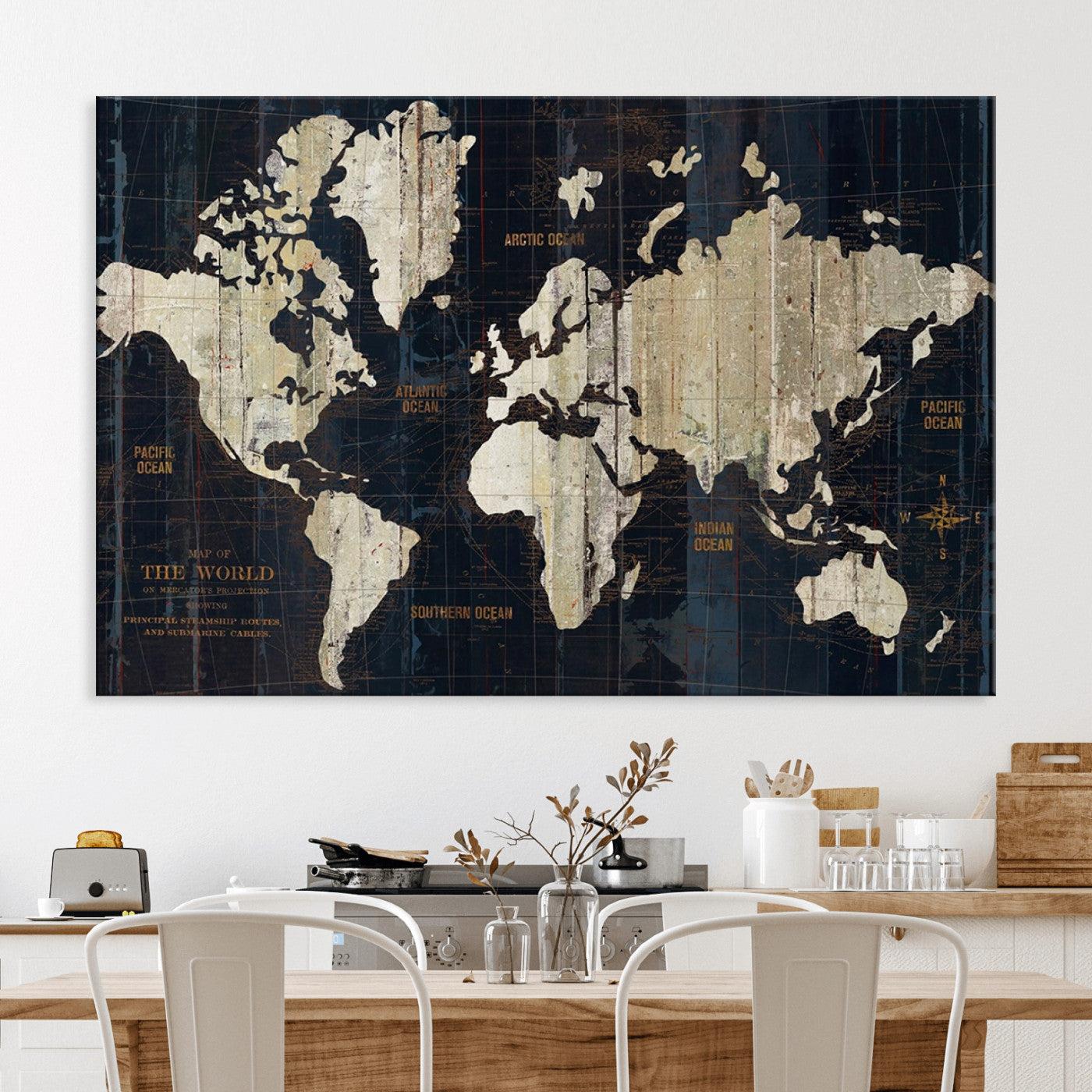 Push Pin World Map Canvas Print – Framed Wall Art for Couples to Track Their Travels – Anniversary Gift or Home Adventure Decor