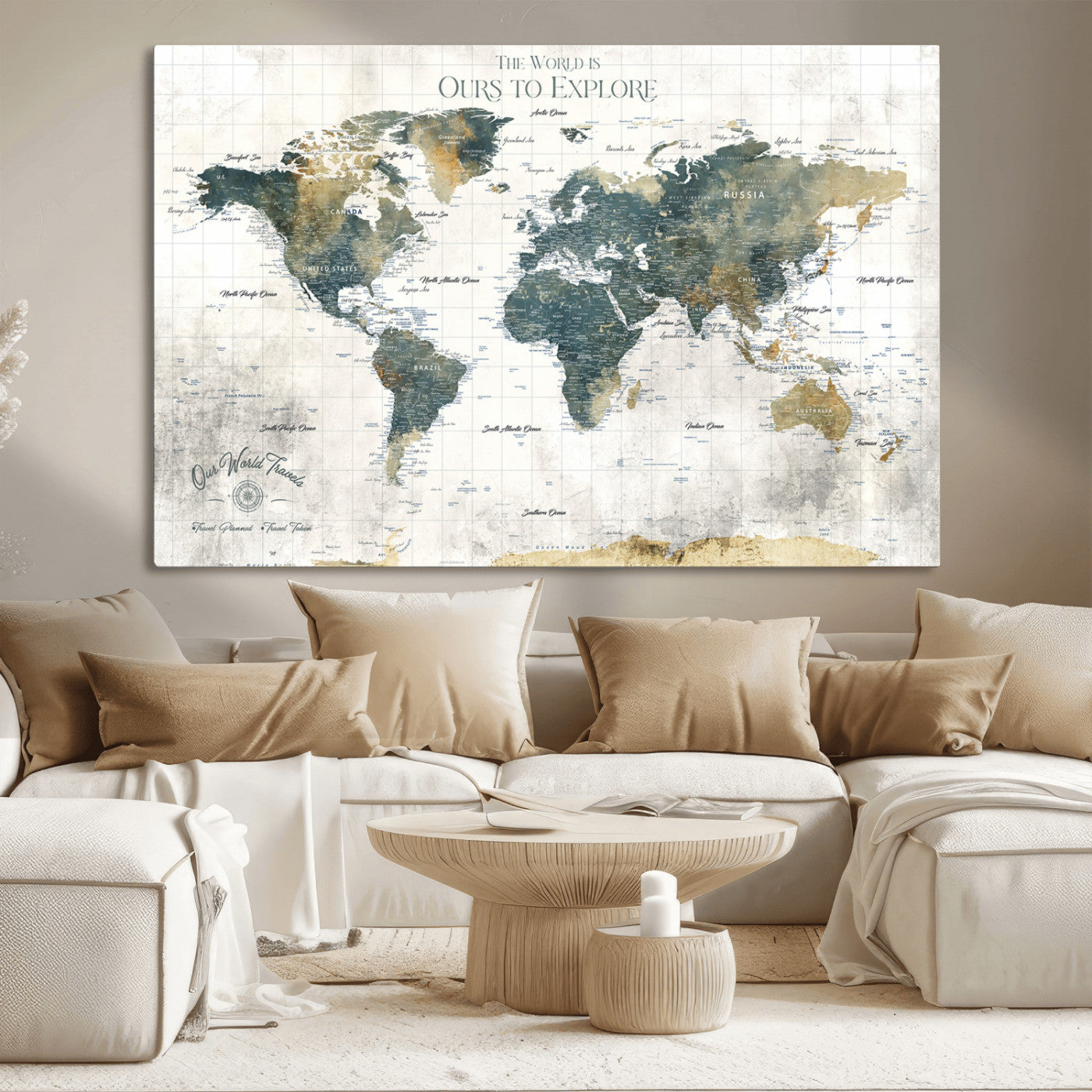 14988581-MGV-CV-36X24-Minimalist Seascape Wall Art Canvas Print, Framed Neutral Beach Print Art Picture Print, Sand Dune Photography Perfect Scandinavian Coastal