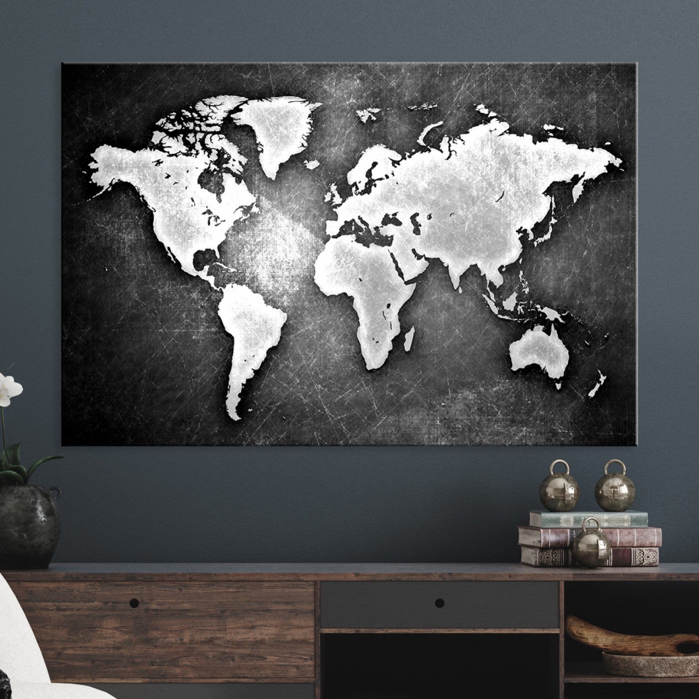 34390-MGV-CV-36X24-World Map Wall Art Canvas Print – Framed Wall Art for Anniversary Gift or Home Adventure Decor