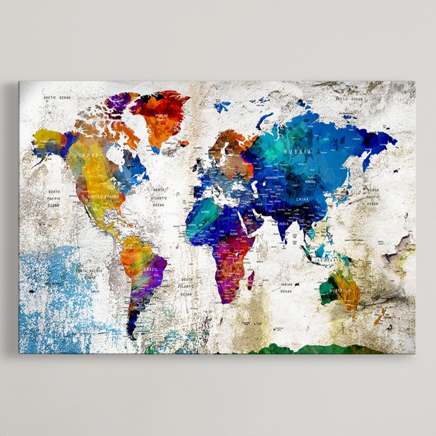 Push Pin World Map Canvas Print – Framed Wall Art for Couples to Track Their Travels – Anniversary Gift or Home Adventure Decor