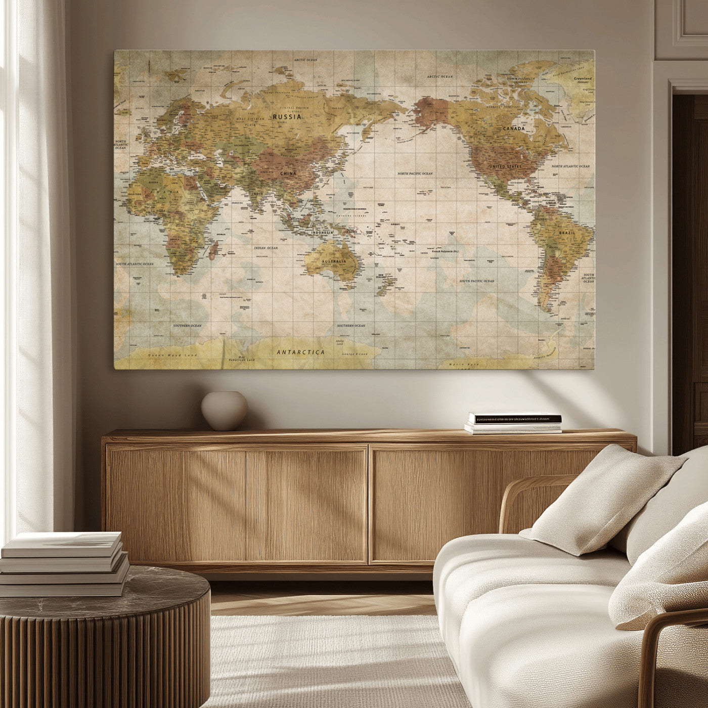 73306535-MGV-CV-36X24-Custom Push Pin World Map Wall Canvas Print – Personalized Travel Tracker for Anniversy Gift – Framed Custom Quotie Canvas for Home Office Decor