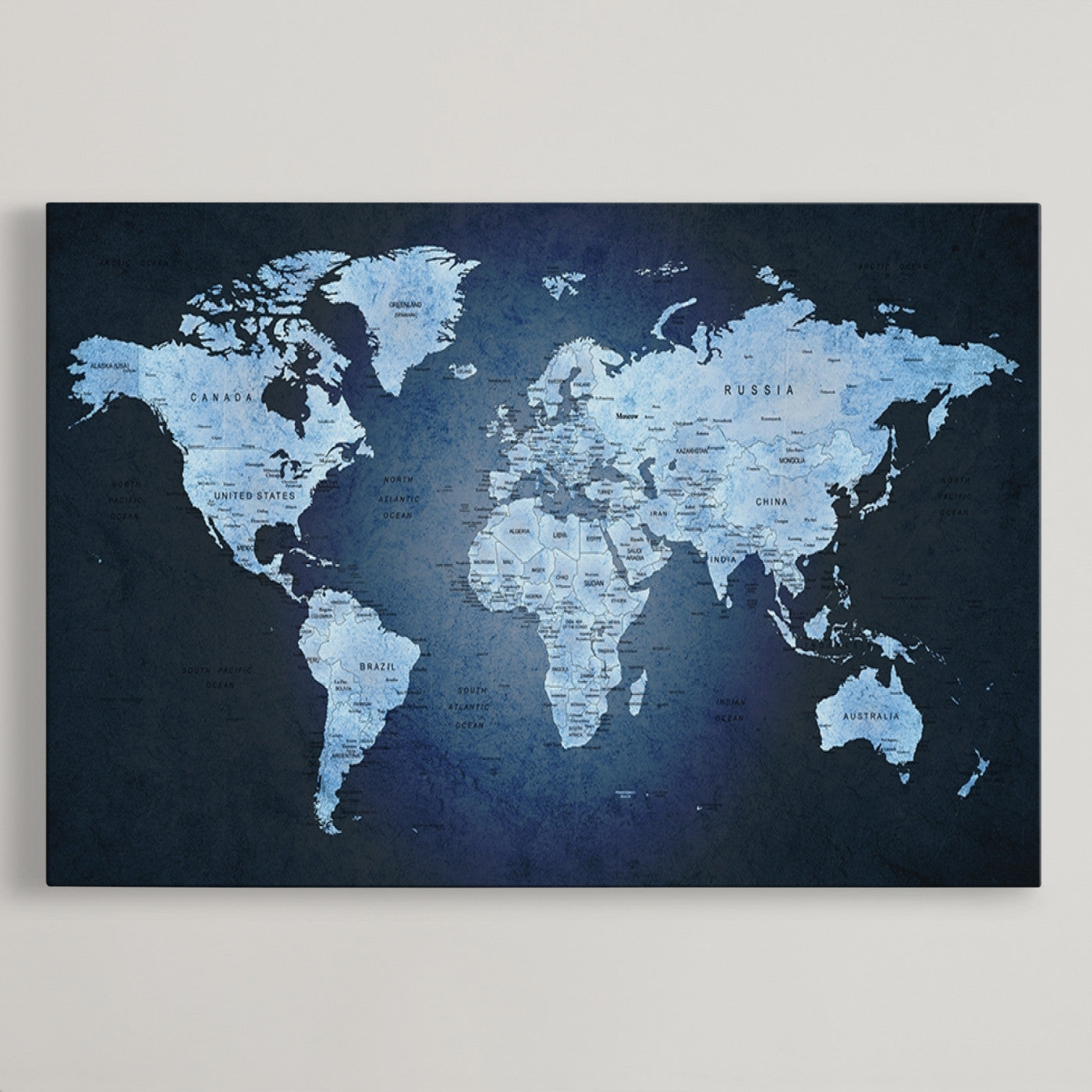 Push Pin World Map Canvas Print – Framed Wall Art for Couples to Track Their Travels – Anniversary Gift or Home Adventure Decor