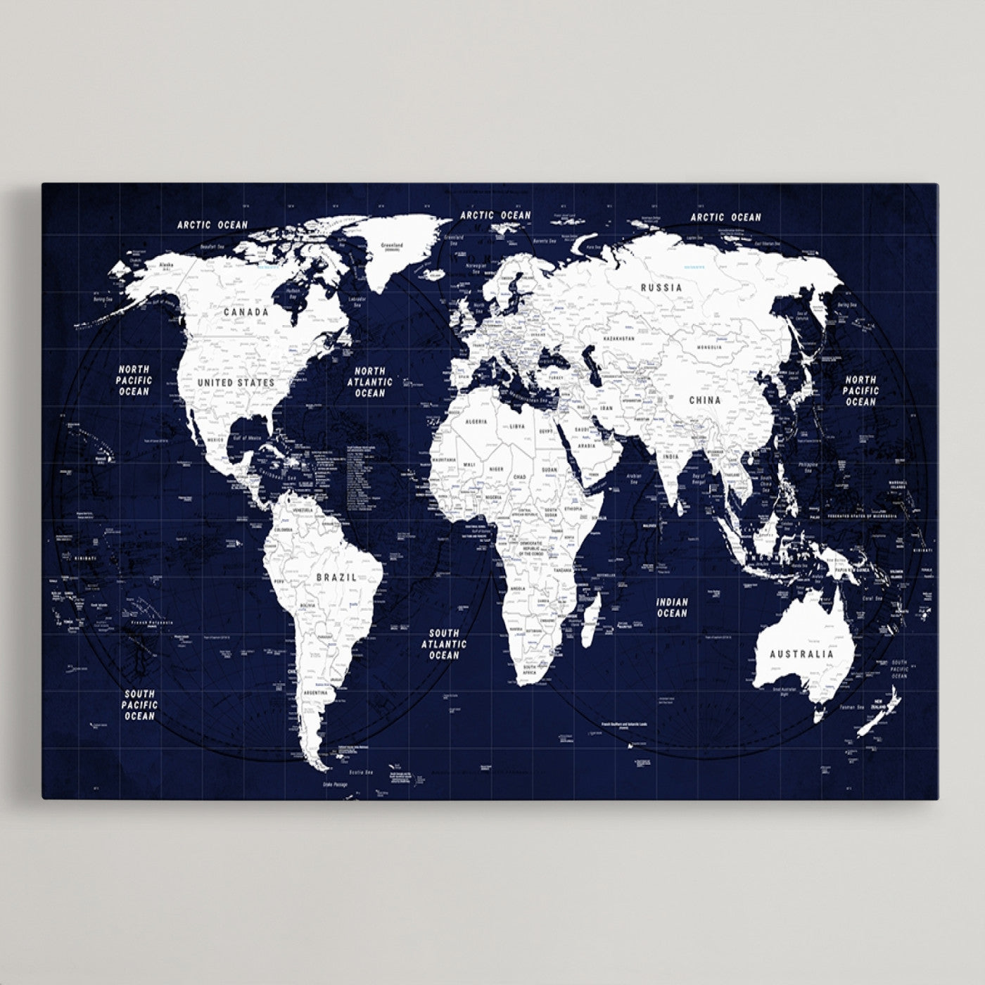 Push Pin World Map Canvas Print – Framed Wall Art for Couples to Track Their Travels – Anniversary Gift or Home Adventure Decor