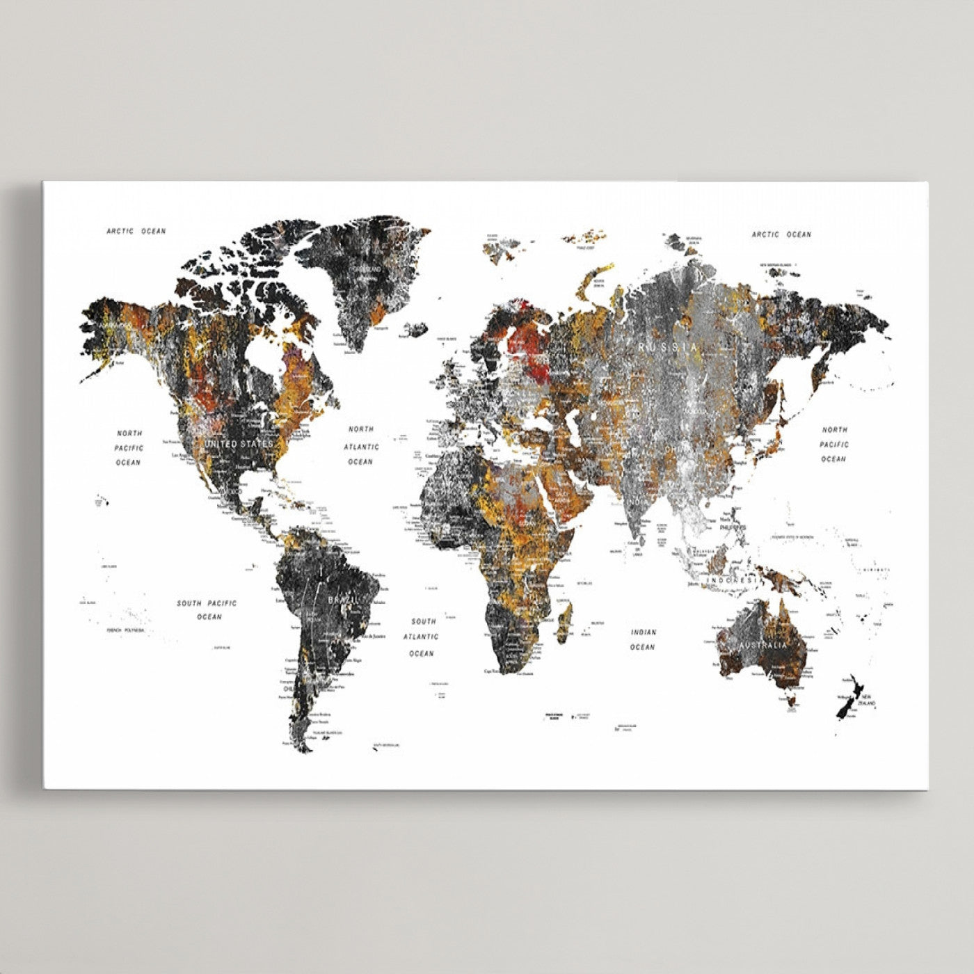 Push Pin World Map Canvas Print – Framed Wall Art for Couples to Track Their Travels – Anniversary Gift or Home Adventure Decor