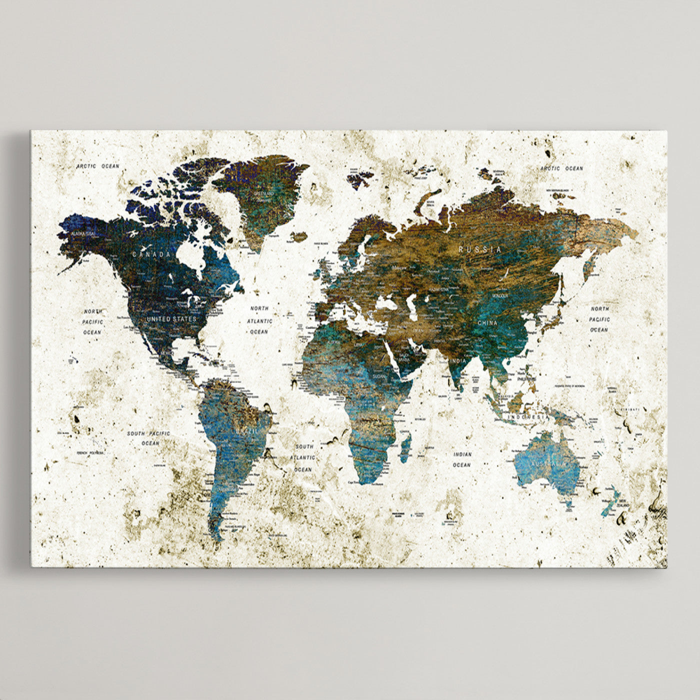 Push Pin World Map Canvas Print – Framed Wall Art for Couples to Track Their Travels – Anniversary Gift or Home Adventure Decor