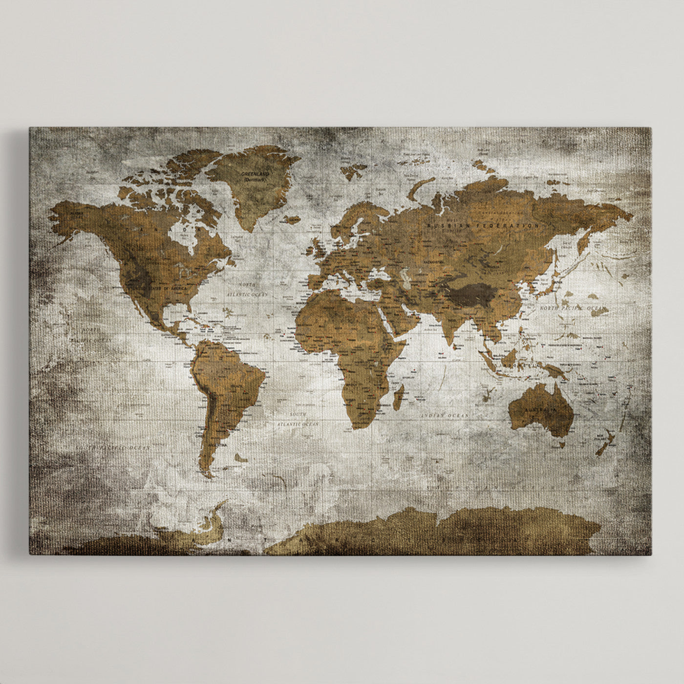 Push Pin World Map Canvas Print – Framed Wall Art for Couples to Track Their Travels – Anniversary Gift or Home Adventure Decor
