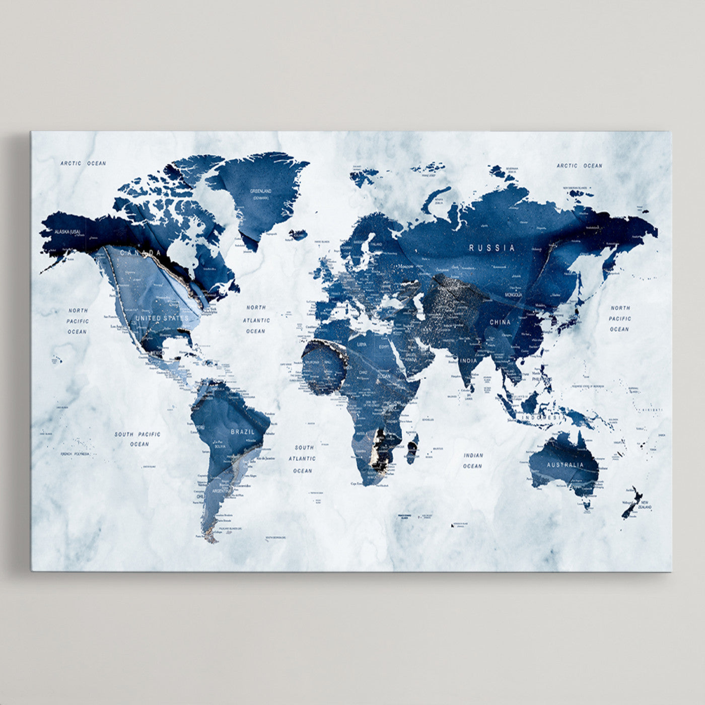 Push Pin World Map Canvas Print – Framed Wall Art for Couples to Track Their Travels – Anniversary Gift or Home Adventure Decor
