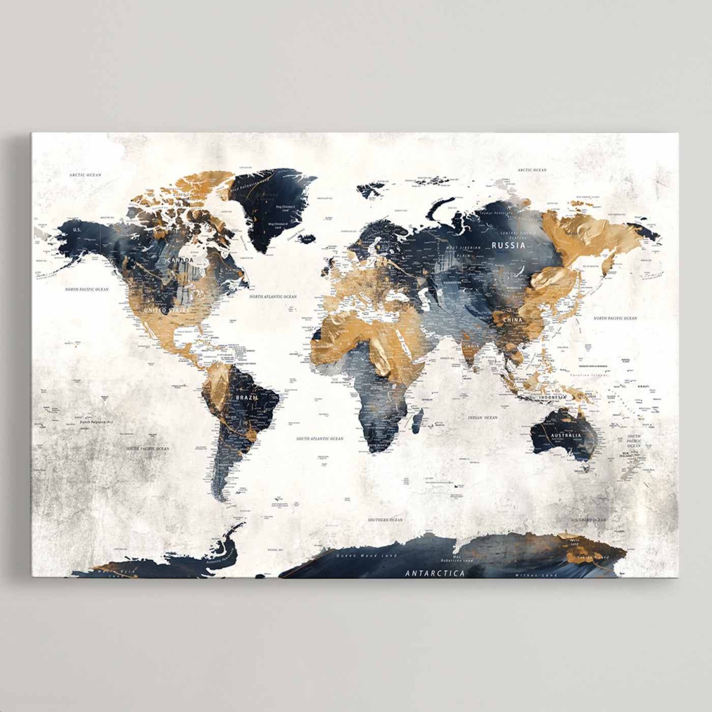 Push Pin World Map Canvas Print – Framed Wall Art for Couples to Track Their Travels – Anniversary Gift or Home Adventure Decor
