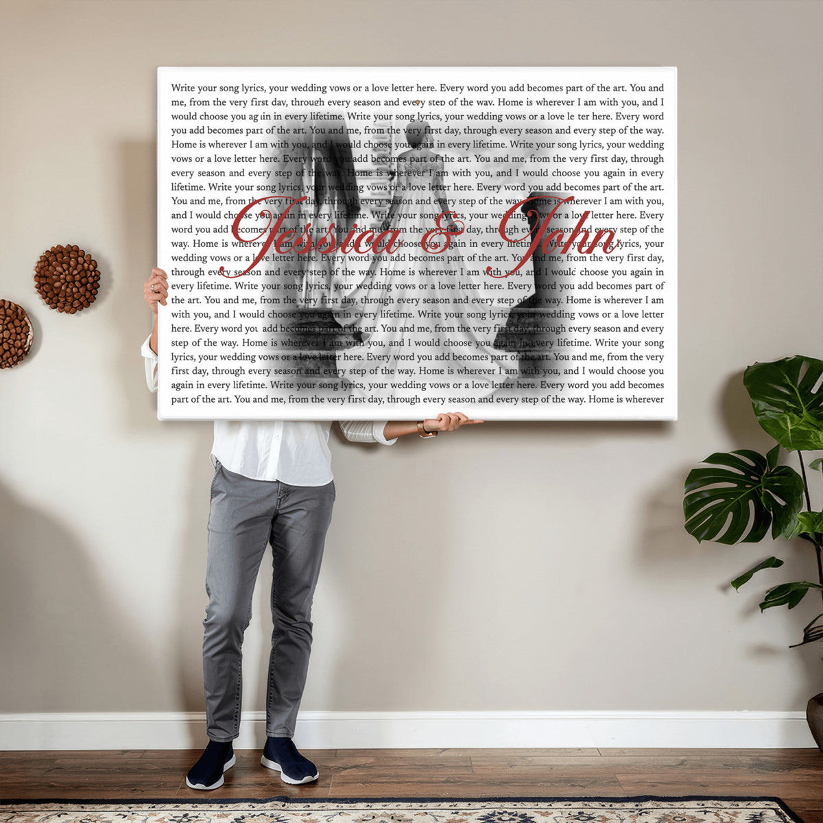 CSTM914LIRIK-MGV-CV-36X24 - Song Lyrics over Photo Canvas Print – Personalized Wedding Song and Photo Wall Art