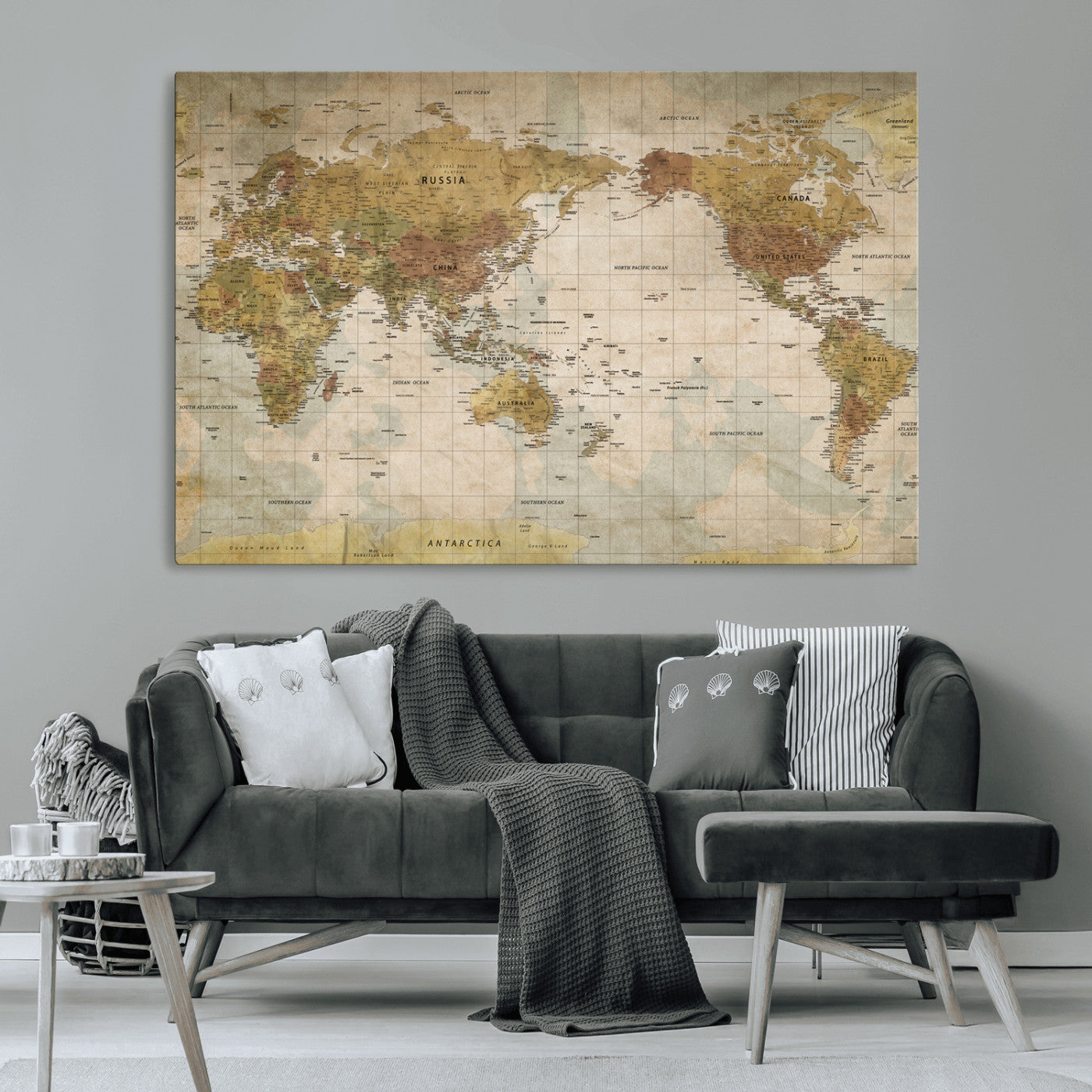 73306535-MGV-CV-36X24-Custom Push Pin World Map Wall Canvas Print – Personalized Travel Tracker for Anniversy Gift – Framed Custom Quotie Canvas for Home Office Decor
