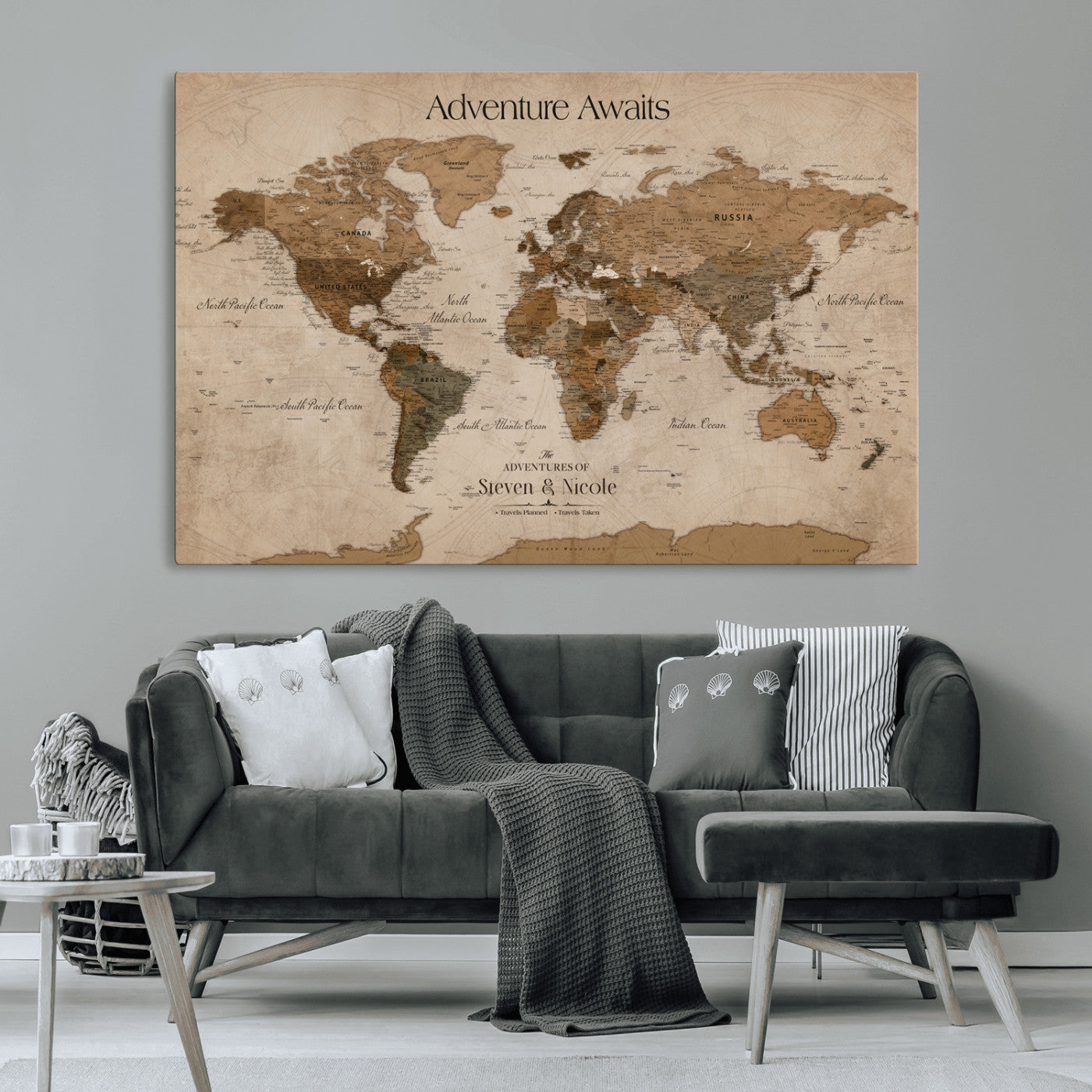 26070282-MGV-CV-36X24-Personalized World Map Wall Art Canvas Print - Customizable Wall Art Map Print