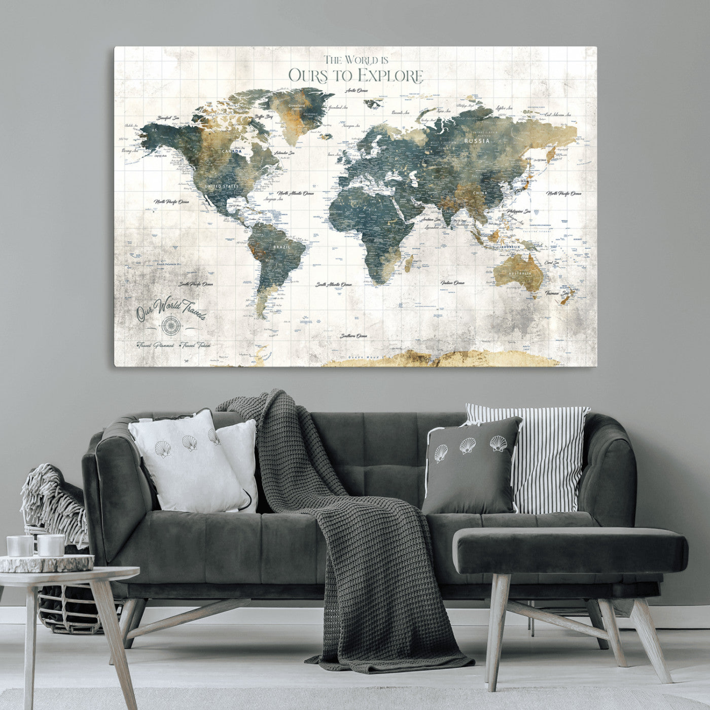 14988581-MGV-CV-36X24-Minimalist Seascape Wall Art Canvas Print, Framed Neutral Beach Print Art Picture Print, Sand Dune Photography Perfect Scandinavian Coastal