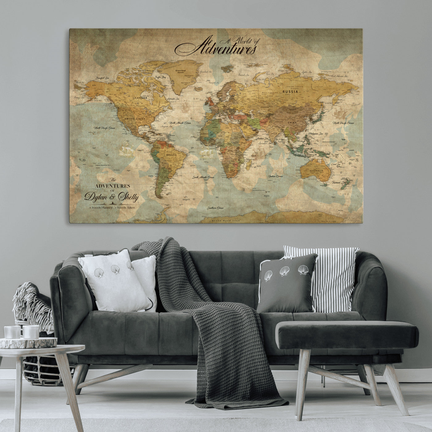 82876970-MGV-CV-36X24-Spotted Butterfly Wall Art Canvas Print, Neutral Insect Theme Print, Framed Earthy Wing Pattern Art Print, Large Minimalist Nature Decor