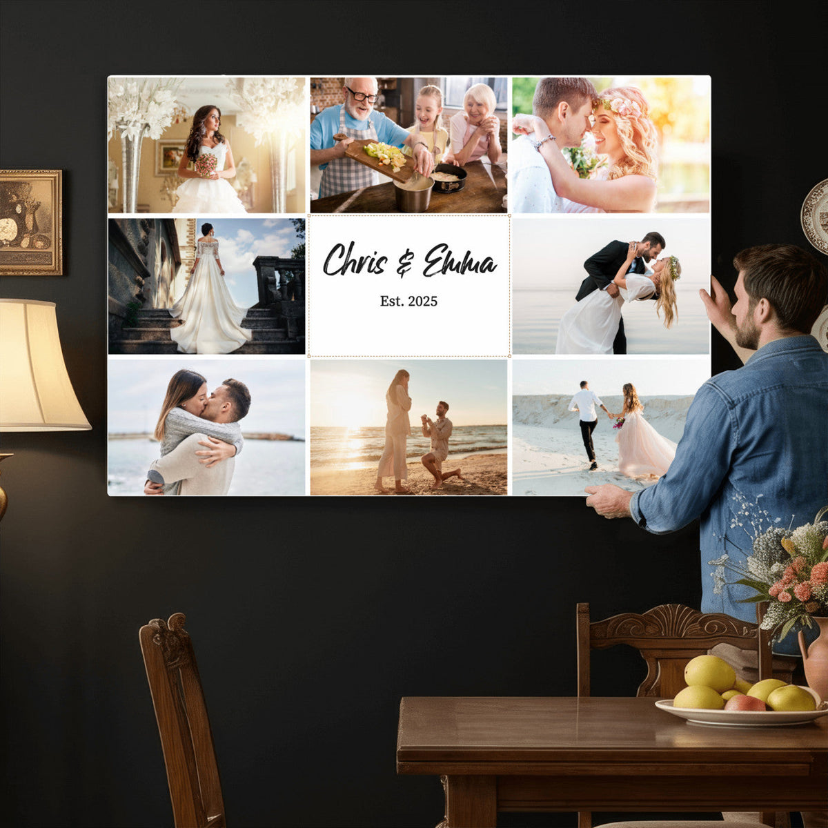 CSTM914ANIDD-MGV-CV-36X24 - Custom Photo Framed Canvas Wall Art, Personalized Picture Print