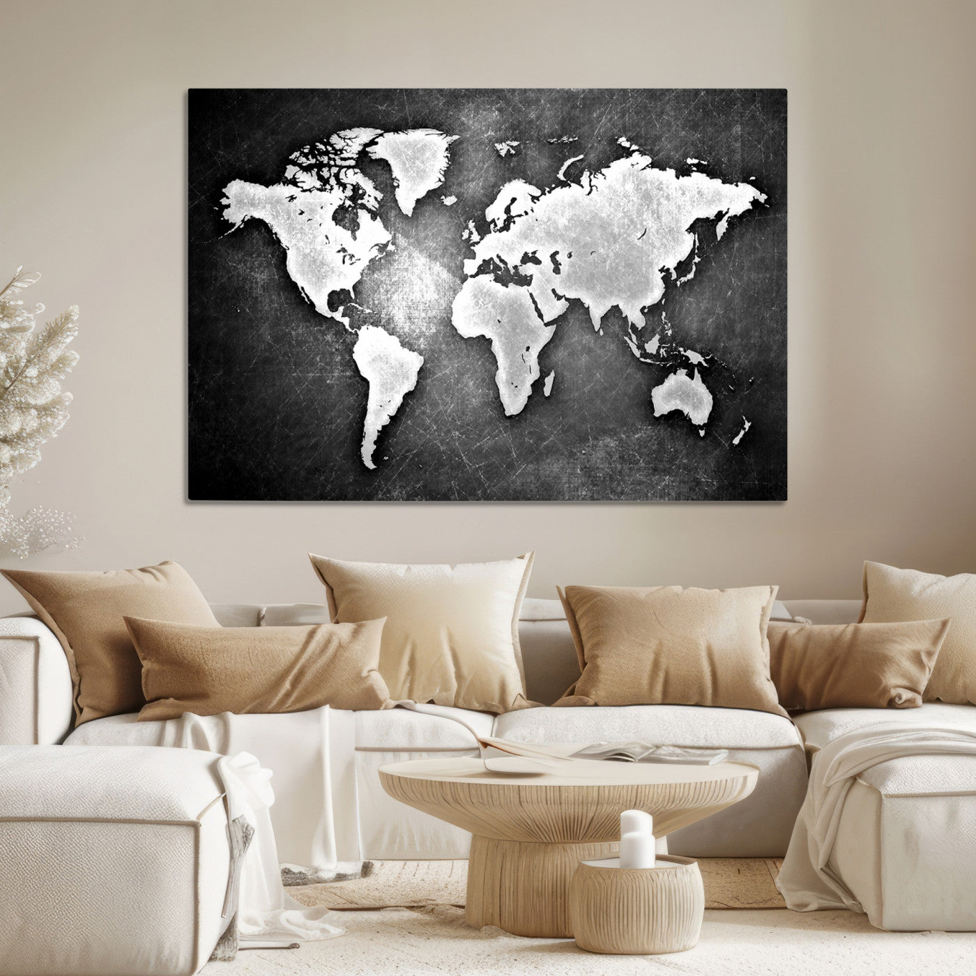 34390-MGV-CV-36X24-World Map Wall Art Canvas Print – Framed Wall Art for Anniversary Gift or Home Adventure Decor