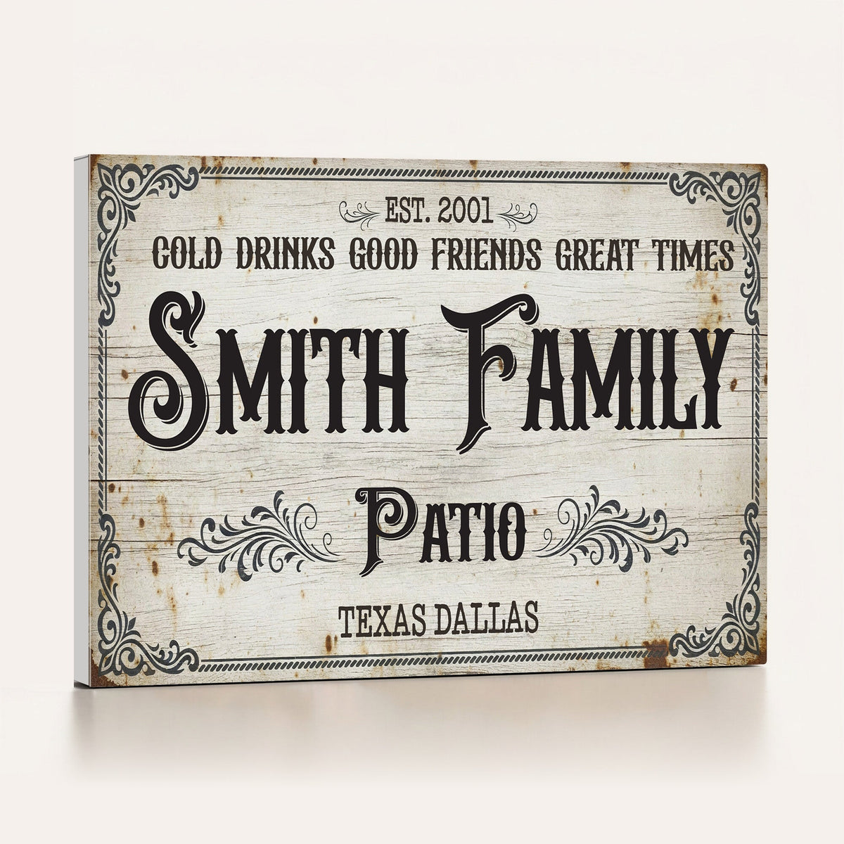 82858529-MGV-CV-36X24 - Custom Family Patio Sign Wall Art Canvas Print, Personalized Rustic Backyard Decor