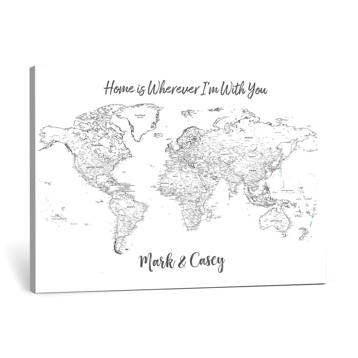 84721465-MGV-CV-36X24 - Custom Push Pin World Map Canvas Print | Personalized Travel Map Wall Art