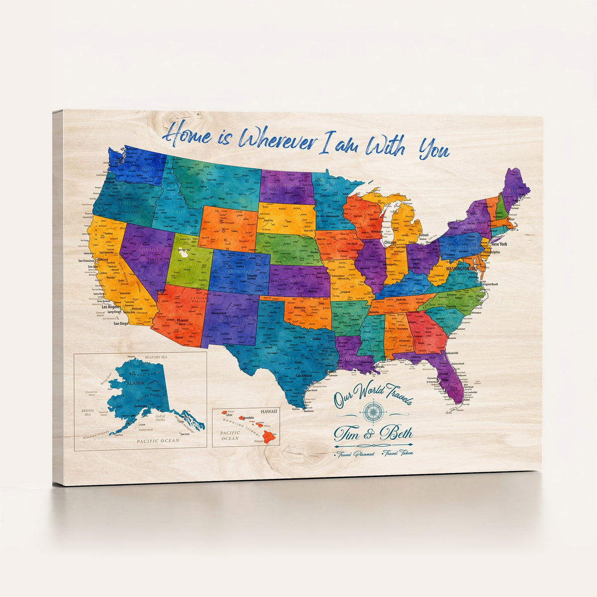588510355-MGV-CV-36X24 - Personalized USA Push Pin Travel Map | Custom United States Map Wall Art