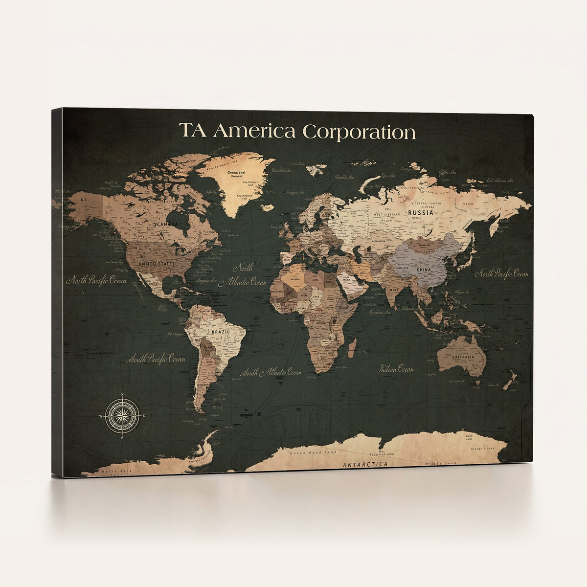 55857205-MGV-CV-36X24 - Extra Large Framed Personalize Push Pin World Map Wall Art Canvas Print for Travel Tracking