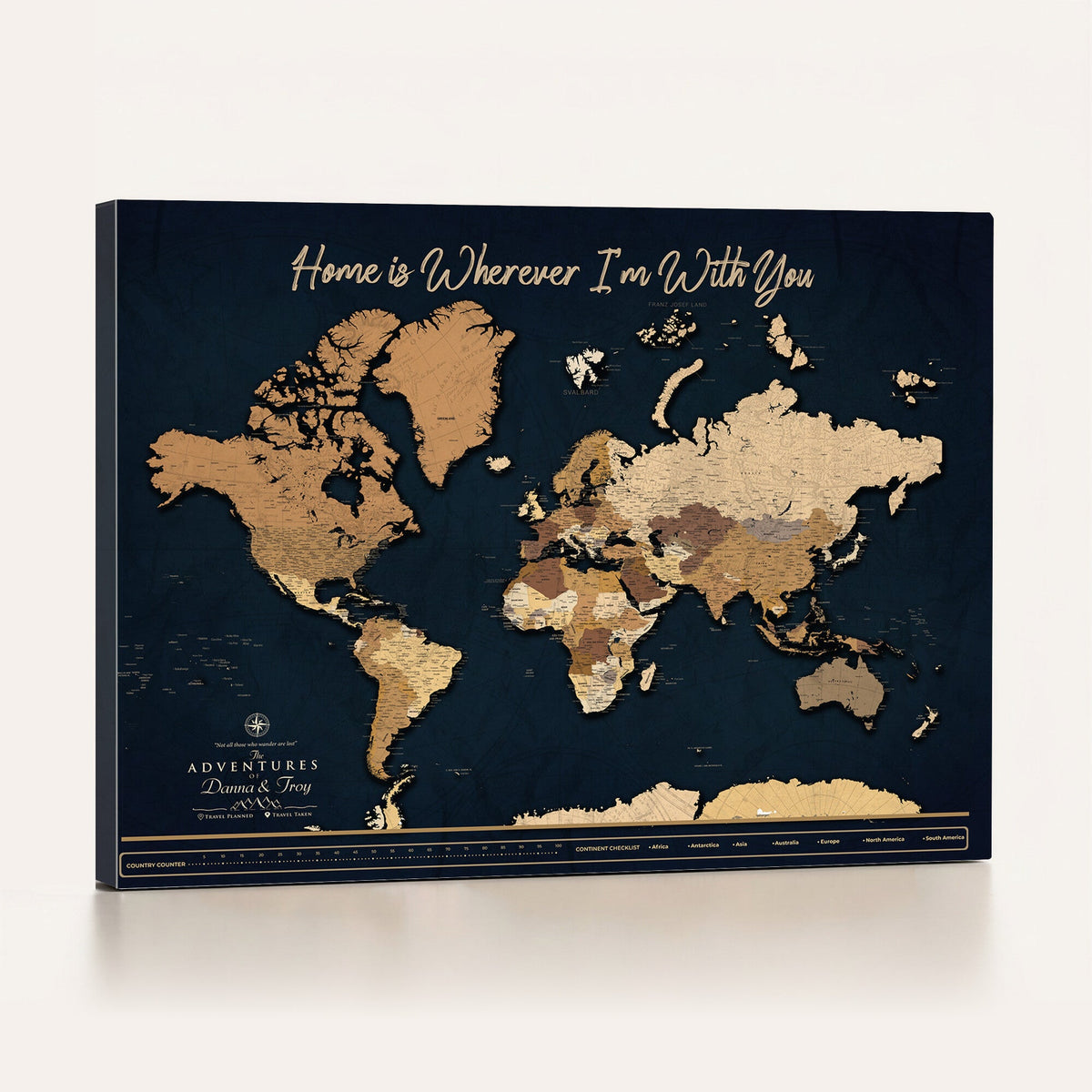 13903533-MGV-CV-36X24 - Extra Large Framed Personalize Push Pin World Map Wall Art Canvas Print for Travel Tracking - NEWMAP-152