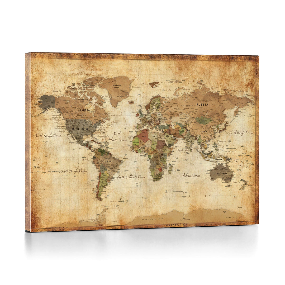 26621467D-MGV-CV-36X24 - Custom Push Pin World Map Wall Art Canvas Print – Personalized Travel Tracker with Pins Framed Large for Home and Office Decor