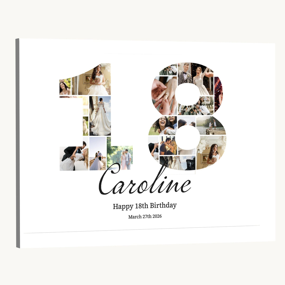 CSTM914DD-MGV-CV-36X24 - Number Photo Mosaic Canvas Print – Personalized Birthday Number Made of Your Photos
