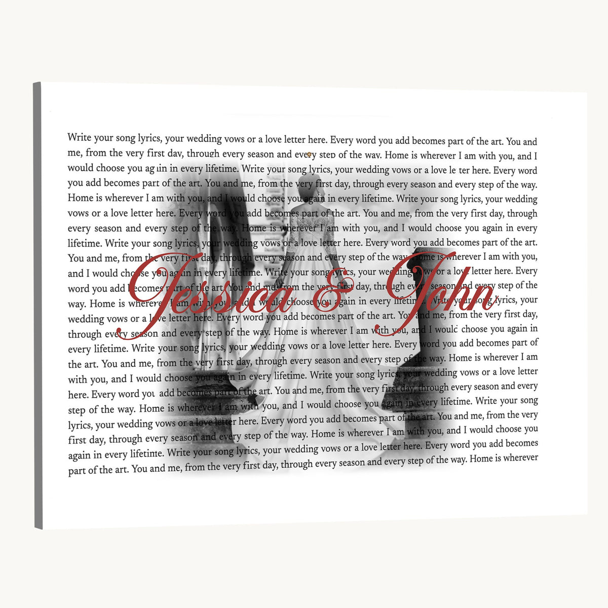CSTM914LIRIK-MGV-CV-36X24 - Song Lyrics over Photo Canvas Print – Personalized Wedding Song and Photo Wall Art
