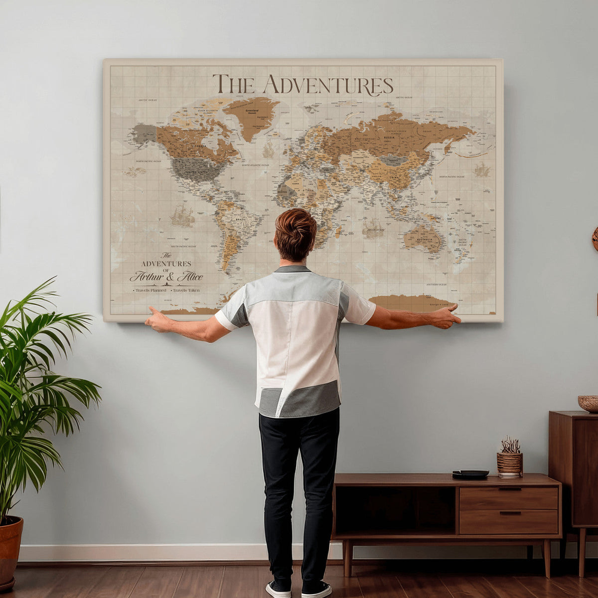 57738274-MGV-CV-36X24 - Custom Push Pin World Map Wall Art Canvas Print | Personalized Travel Tracker - NEWMAP-10