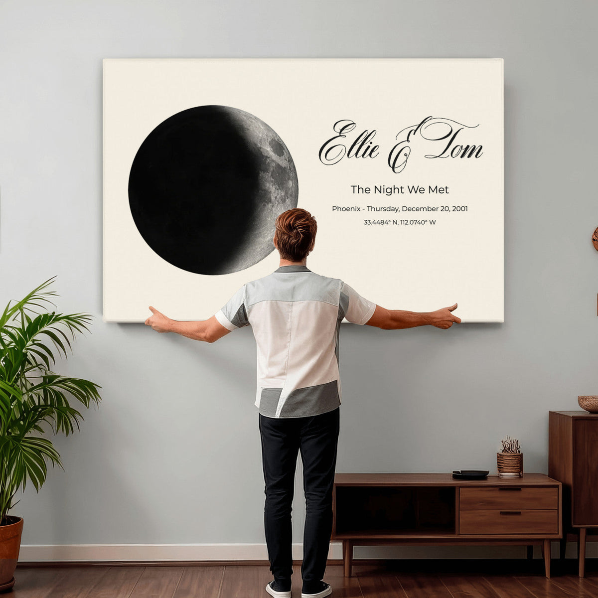 CSTM914MOON-MGV-CV-36X24 - Moon Phase Canvas Print – Personalized Moon from the Night You Met Wall Art