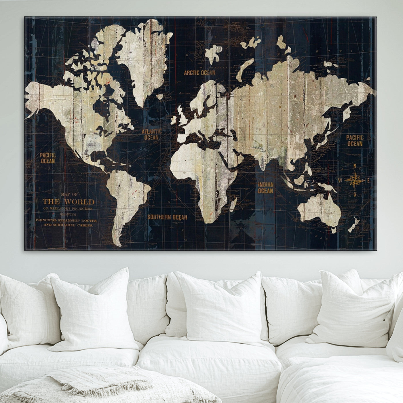 Push Pin World Map Canvas Print – Framed Wall Art for Couples to Track Their Travels – Anniversary Gift or Home Adventure Decor