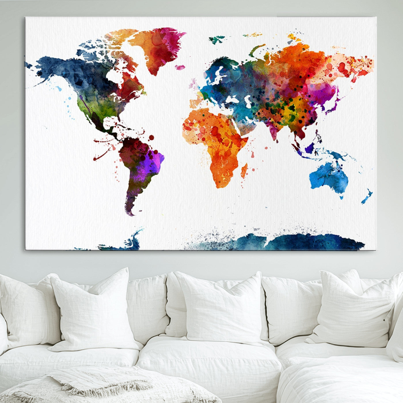 Push Pin World Map Canvas Print – Framed Wall Art for Couples to Track Their Travels – Anniversary Gift or Home Adventure Decor