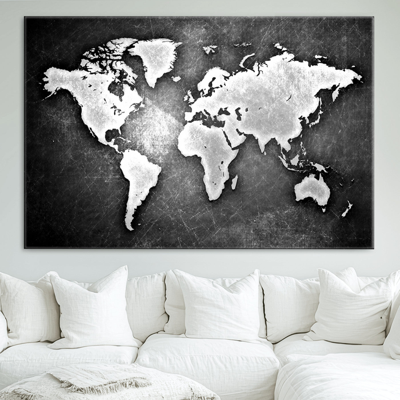 34390-MGV-CV-36X24-World Map Wall Art Canvas Print – Framed Wall Art for Anniversary Gift or Home Adventure Decor